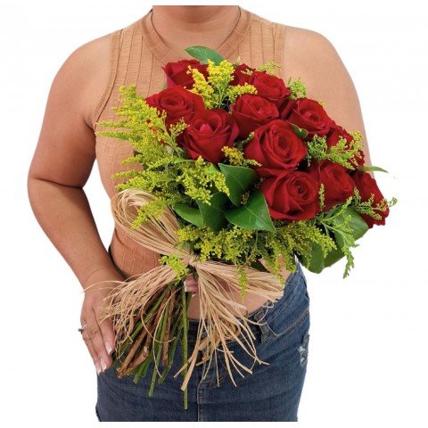 Buquê Rústico com 18 Rosas